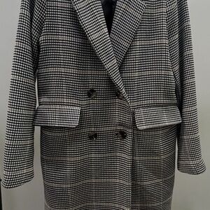 The Limited Houndstooth Trench Coat Black & White Size Medium